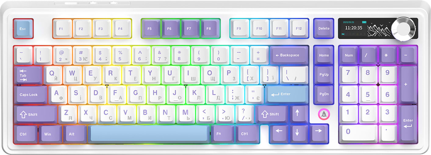 Клавіатура бездротова ігрова Ajazz AK980 V2 Gift Switch V2 Purple White Blue (AK980-V2-G-PWB) - Фото 1