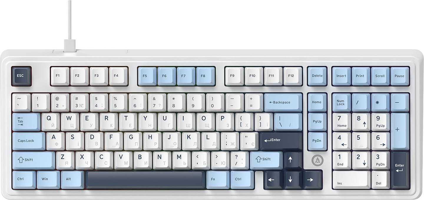 Купити Клавіатура дротова ігрова Ajazz AK980 MAX Magnetic switches Blue White Dark Blue (AK980-MAX-M-BWDB) - Фото 1 Клавіатура дротова ігрова Ajazz AK980 MAX Magnetic switches Blue White Dark Blue (AK980-MAX-M-BWDB) - Фото 1