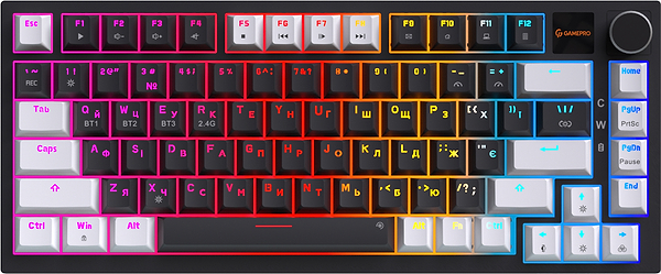 Фото - Клавіатура бездротова ігрова GamePro Asgard Valhalla Pro 75% Wireless/Bluetooth/USB Black (MK160B-D-Pro)