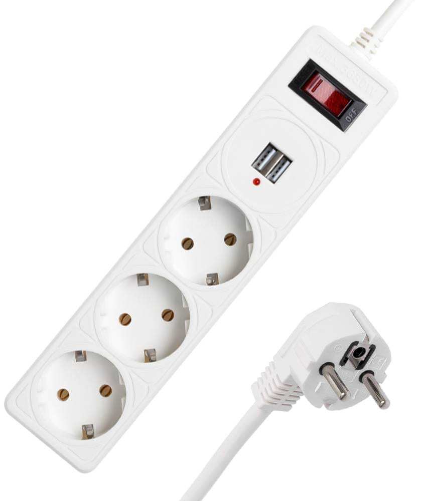 Мережевий фільтр Logan SFWU3-3 білий - Фото 1