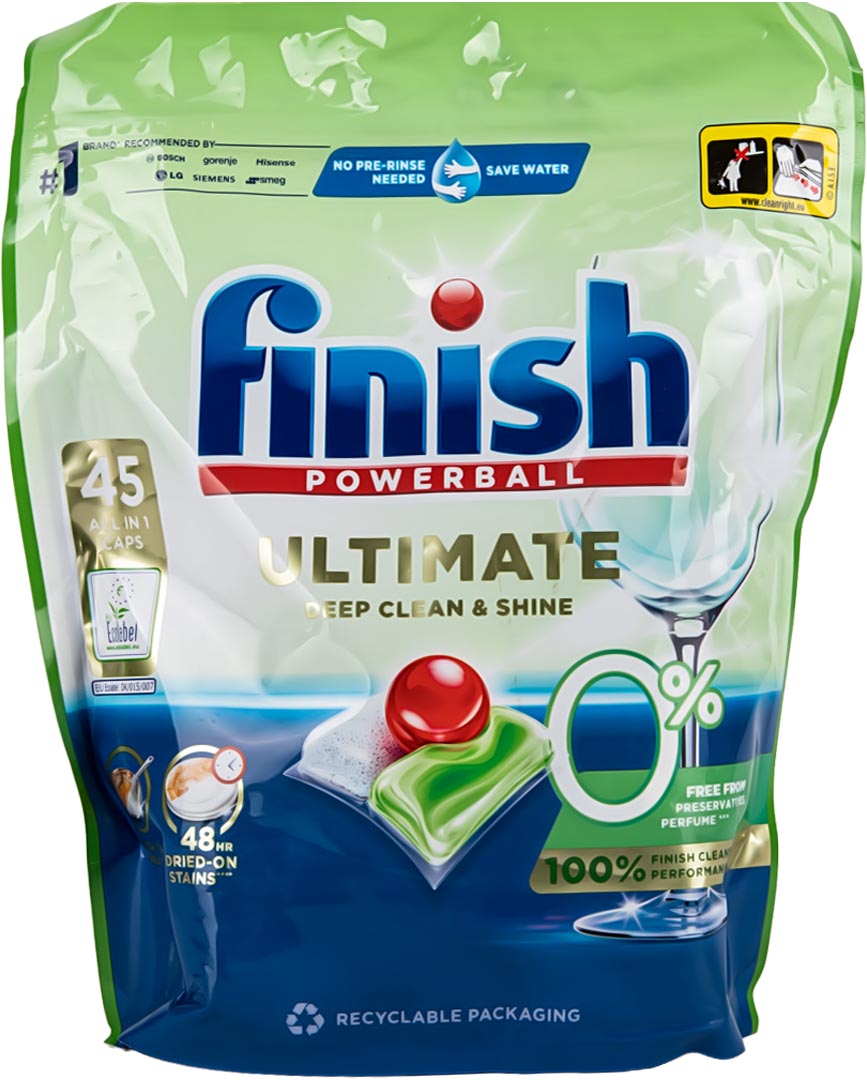 Таблетка для посудомийної машини Finish Ultimate 0% 45 шт - Фото 1