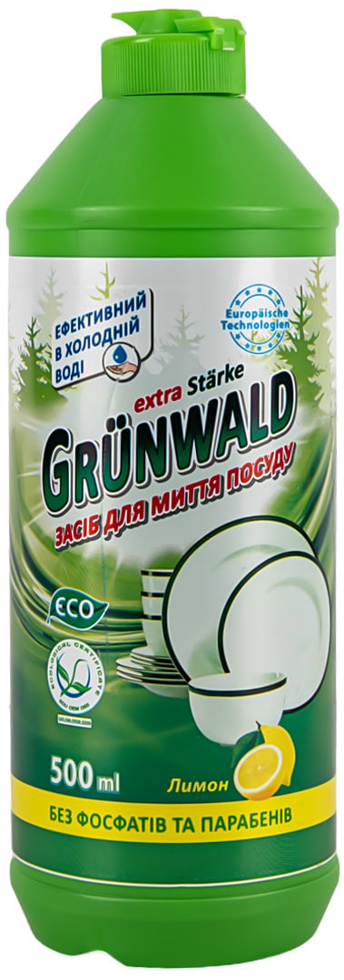 Купити Засіб для ручного миття посуду GRUNWALD Лимон 500мл - Фото 1 Засіб для ручного миття посуду GRUNWALD Лимон 500мл - Фото 1