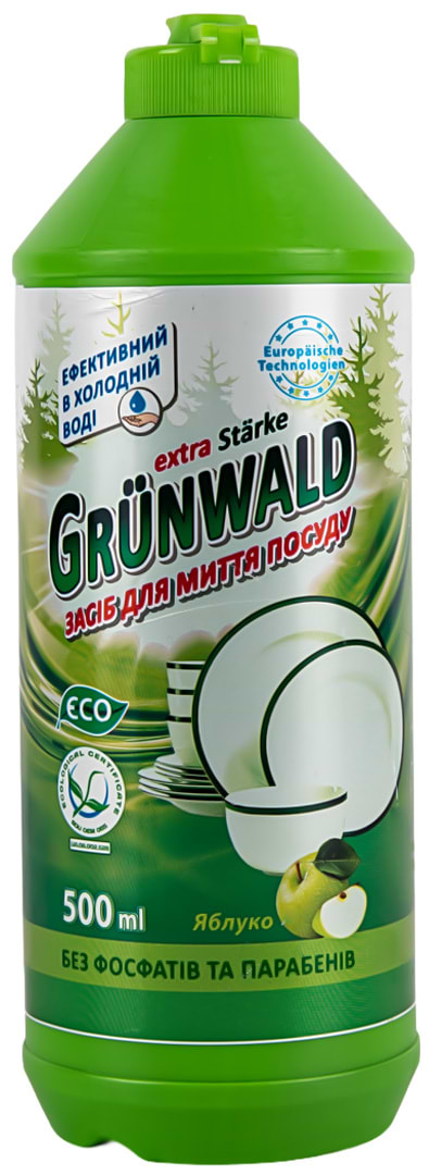 Купить Средство для ручного мытья посуды GRUNWALD Яблоко 500мл - Фото 1 Средство для ручного мытья посуды GRUNWALD Яблоко 500мл - Фото 1
