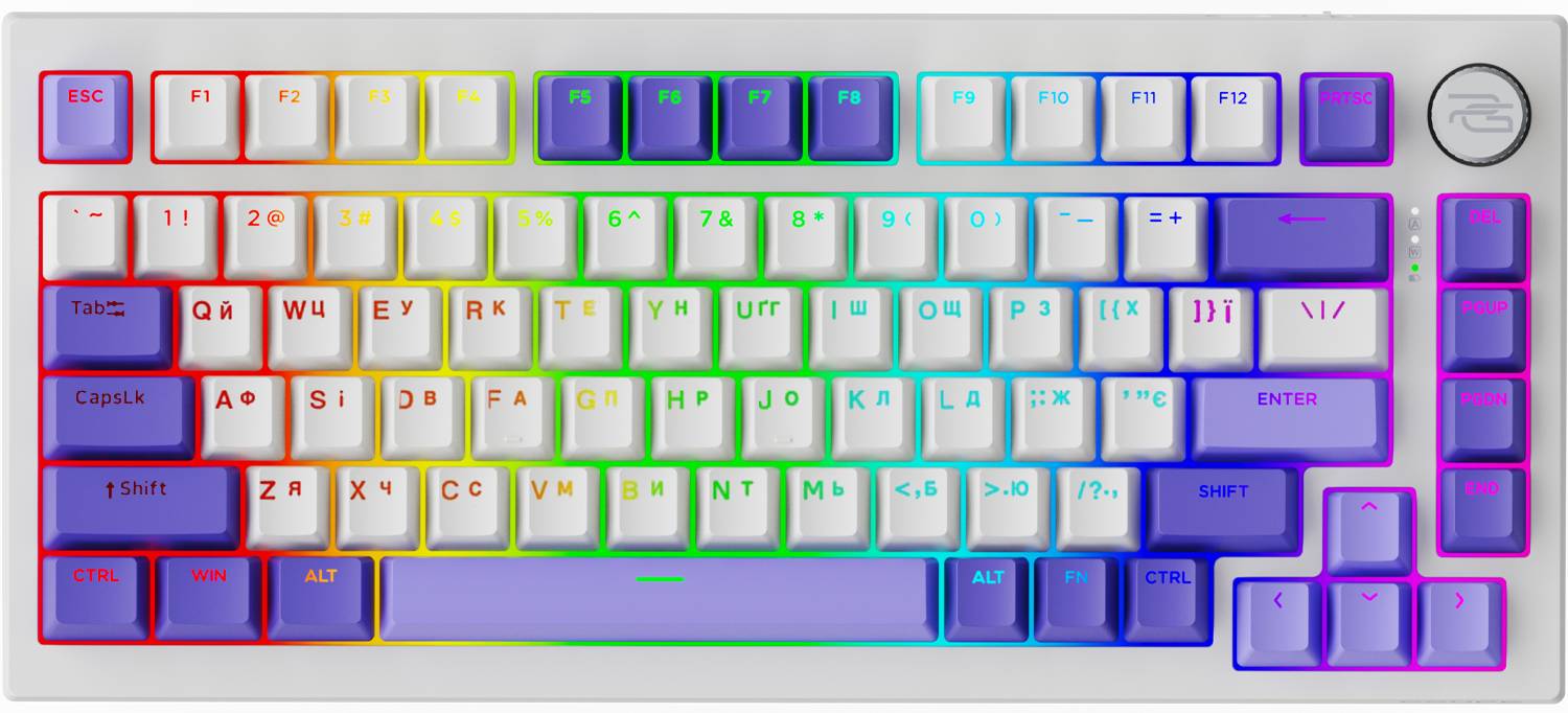Клавиатура беспроводная игровая Proove Gaming Coupe (Ukraine Layout) white/purple (WKCP00022404)