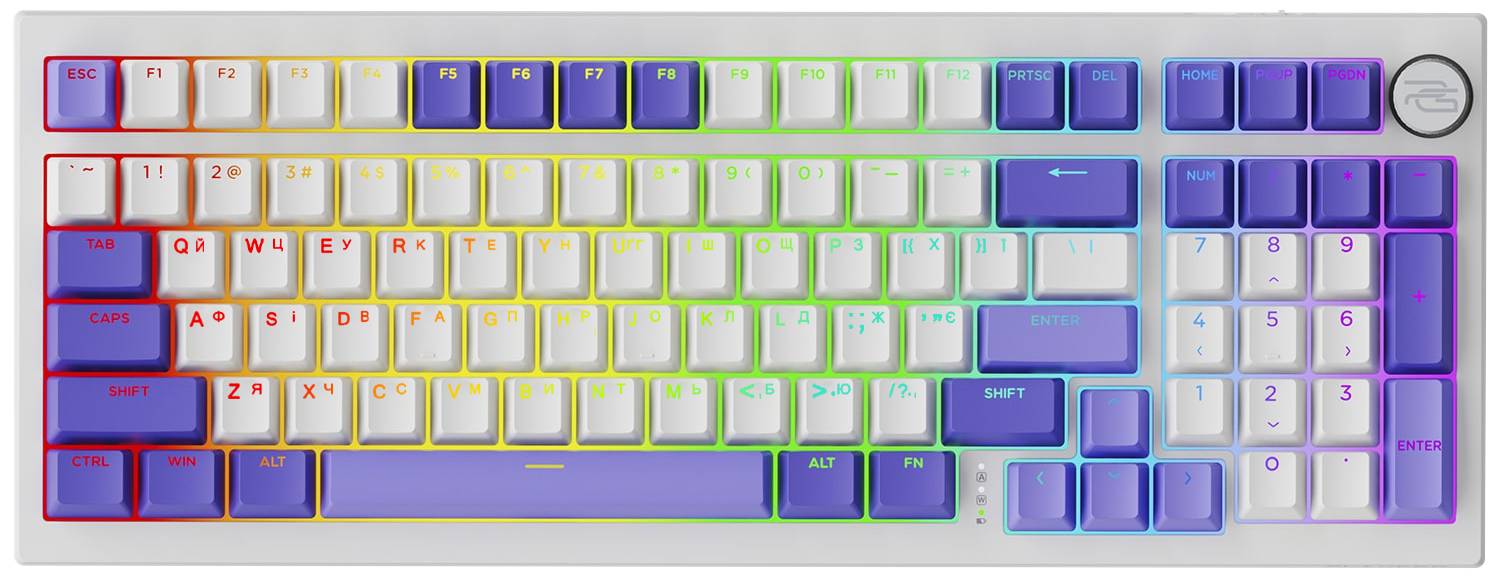Клавіатура бездротова ігрова Proove Gaming Slicker Special Edition (Ukraine Layout) white/purple (WKSLSE022416)
