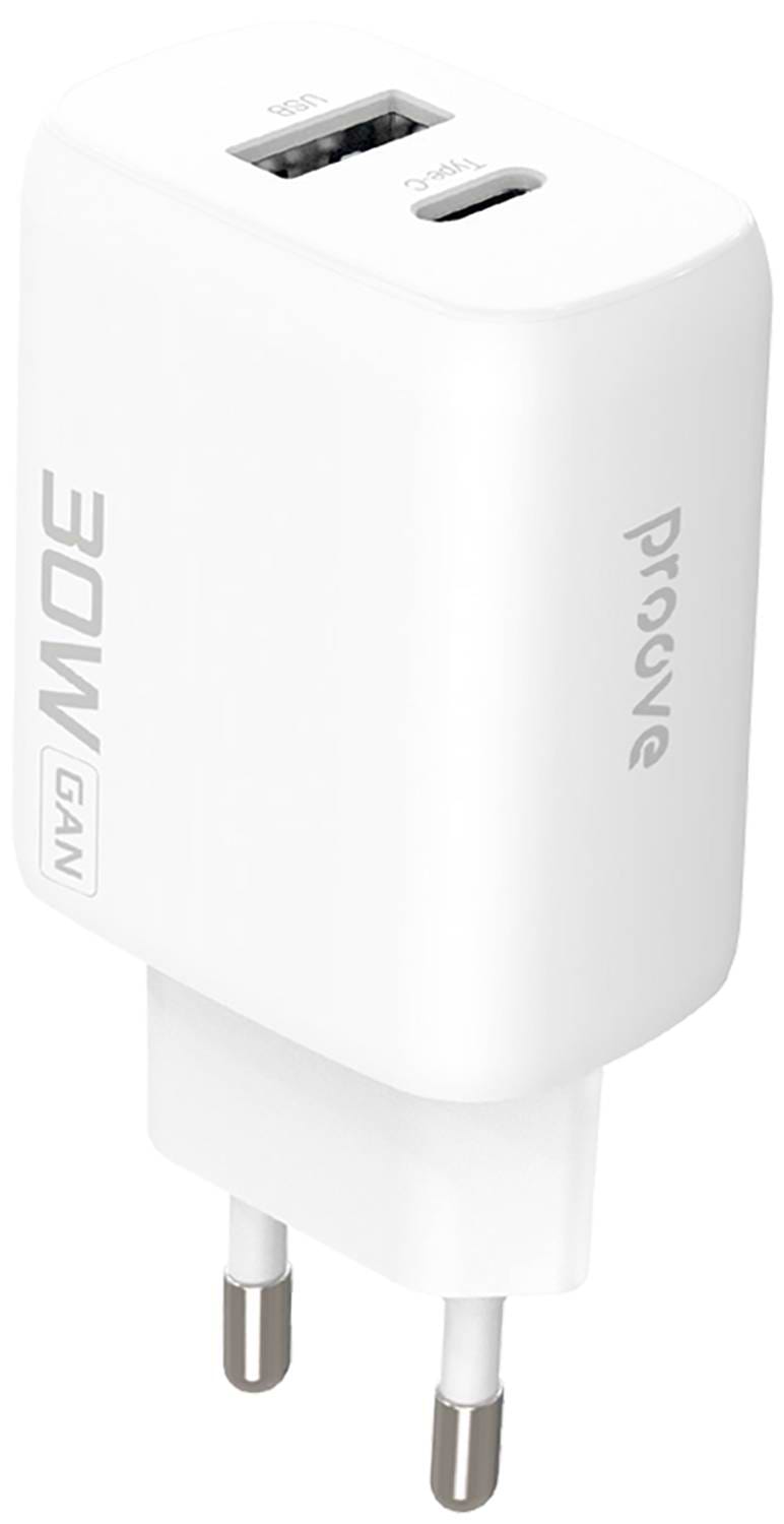 Сетевое зарядное устройство Proove Silicone Power 2 30W Type-C + USB White (WCSP23110002)
