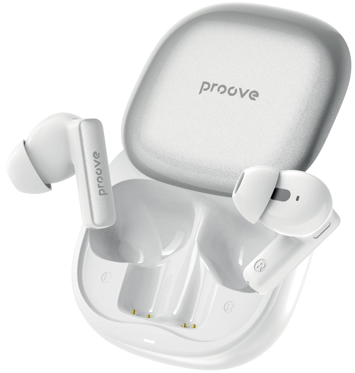 Наушники вкладыши беспроводные TWS Proove NoLimit TWS with Hybrid ANC (APP) White/Silver (TWNL0001AP26)