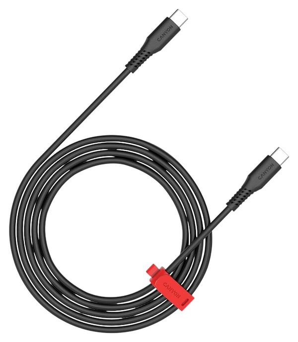 Фото - Кабель синхронизации данных Canyon CC60SC20 Type-C to Type-C 60W 2m Black (CNS-CC60SC20B)