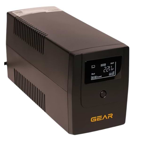 Джерело безперебійного живлення GEAR 800VA LCD plastic RJ45+USB (GU-800PLCD)