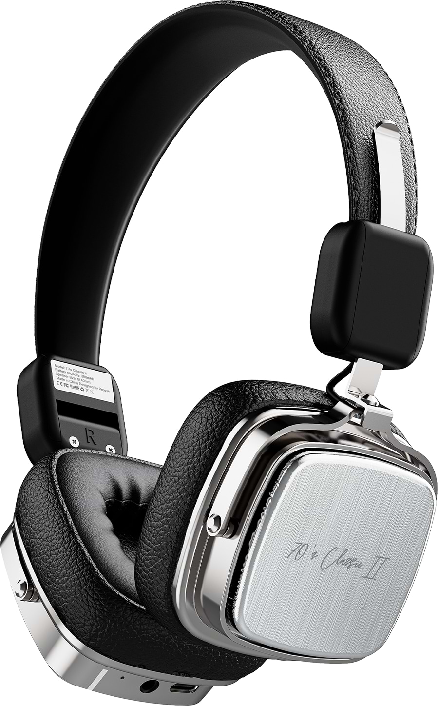Навушники накладні бездротові Proove 70's Classic II Silver/Black (HPCL20010006)