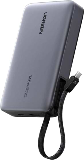 Батарея мобільна UGREEN 145W 20000 mAh Power Bank with Built-in Cable PB551 Gray (55992B)
