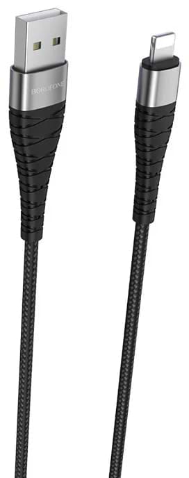 Кабель синхронізації даних BOROFONE BX32 USB to iP 2.4A, 1m Black (6931474710413)