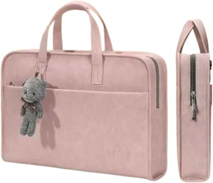 Сумка для ноутбука MAXPRO Брендовая с подвеской в ​​виде медведя розового 16"