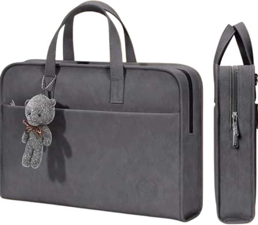 Сумка для ноутбука MAXPRO Брендовая с подвеской в ​​виде медведя серого 16"