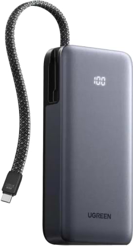 Батарея мобільна UGREEN 45W 20000 mAh Power Bank with Built-in Cable PB536 Gray (55988B)