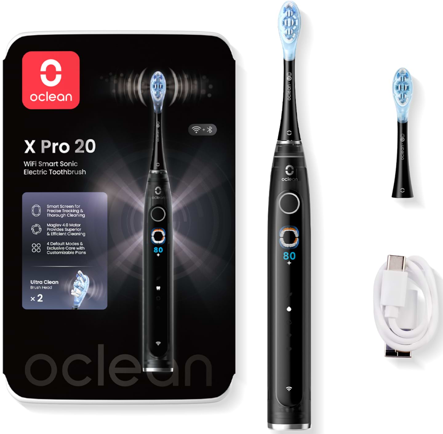 Купити Зубна щітка електрична Oclean X Pro 20 Electric Toothbrush Black (6970810556940) - Фото 1 Зубна щітка електрична Oclean X Pro 20 Electric Toothbrush Black (6970810556940) - Фото 1