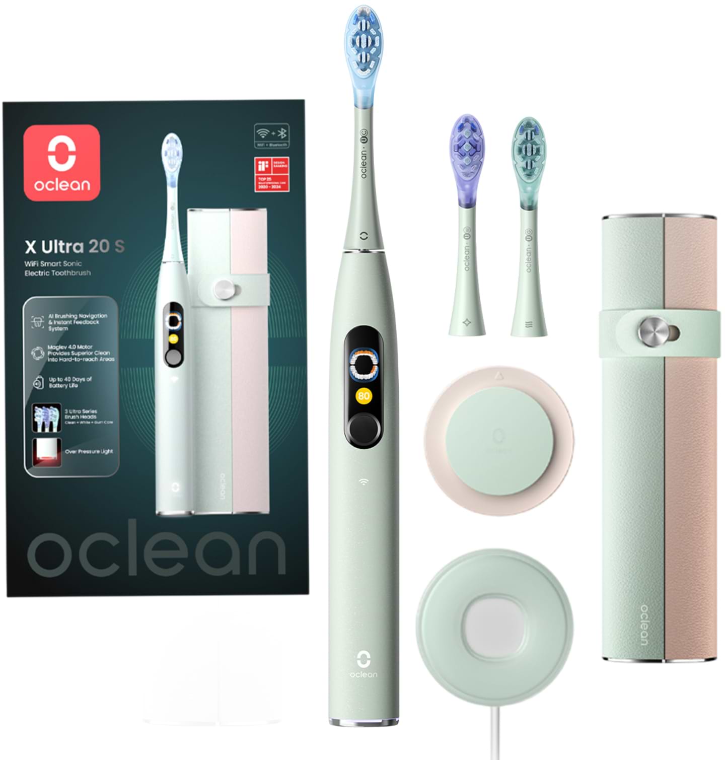 Купити Зубна щітка електрична Oclean X Ultra 20 Set Electric Toothbrush Green (6970810557091) - Фото 1 Зубна щітка електрична Oclean X Ultra 20 Set Electric Toothbrush Green (6970810557091) - Фото 1