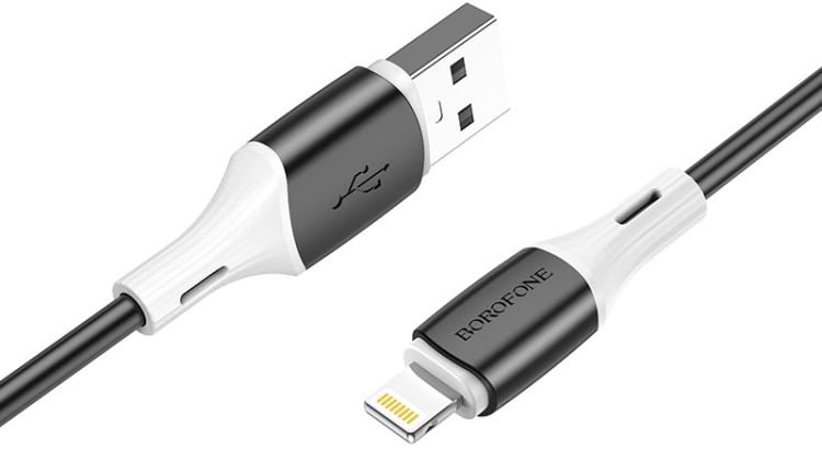 Кабель синхронізації даних BOROFONE BX79 USB to iP 2.4A, 1m Black (6974443384741)