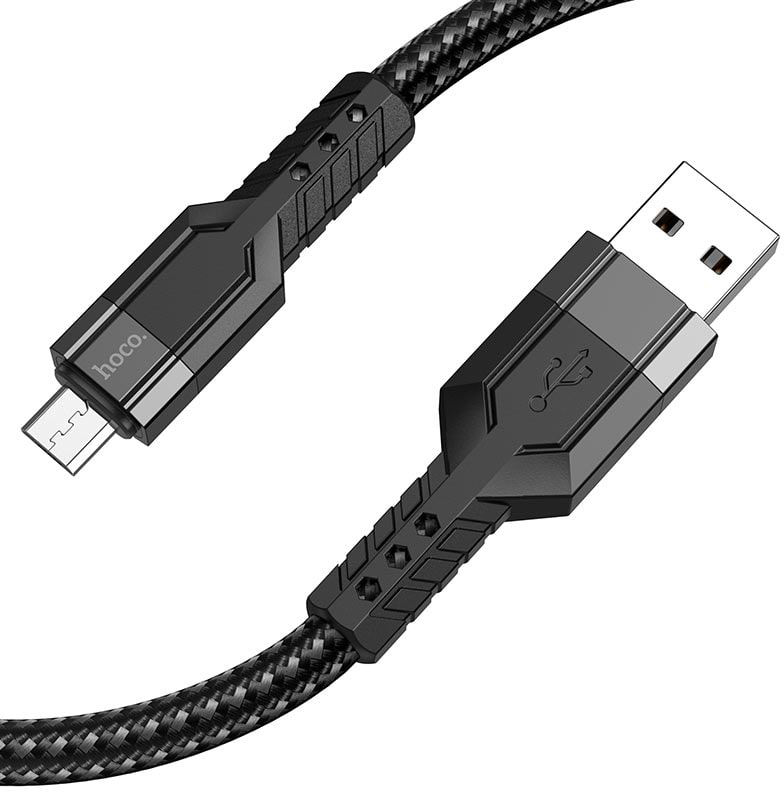 Кабель синхронізації даних HOCO U110 USB to Micro 2.4A, 1.2m Black (6931474770585) - Фото 1