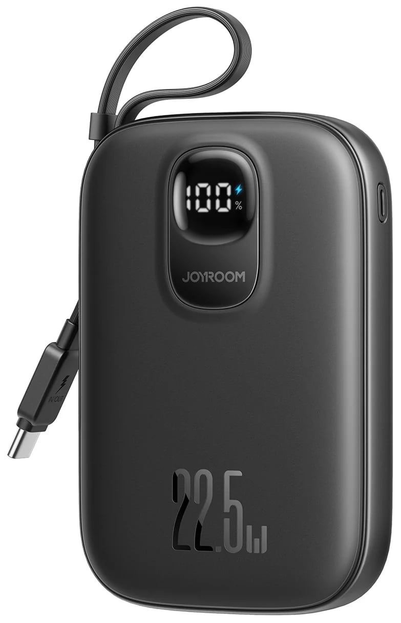 Батарея мобильная Joyroom 10000mAh 22,5W PD,QC, USB-A, USB-C In/Out with built-in USB-C cable Black (JR-PBF17)