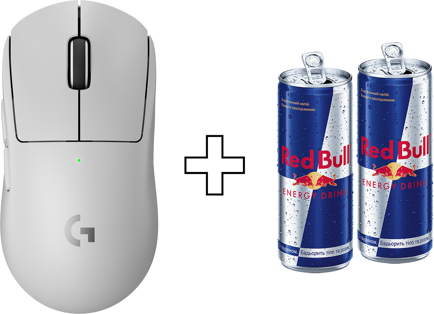 Миша бездротова ігрова Logitech G Pro X Superlight 2 SE Lightspeed White + енергетичний напій Red Bull 0,25 л (x2)