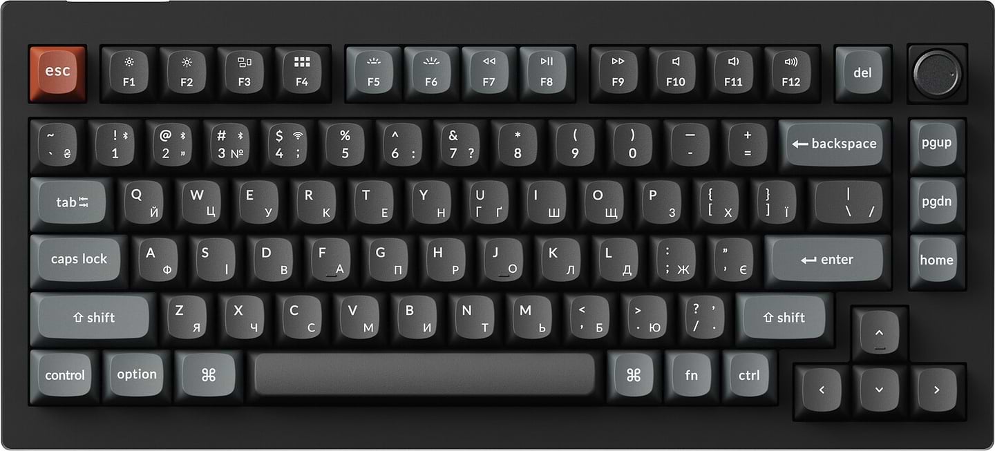 Клавіатура бездротова Keychron V1 Ultra Red Switch Black RGB (V1U-D1-UA)