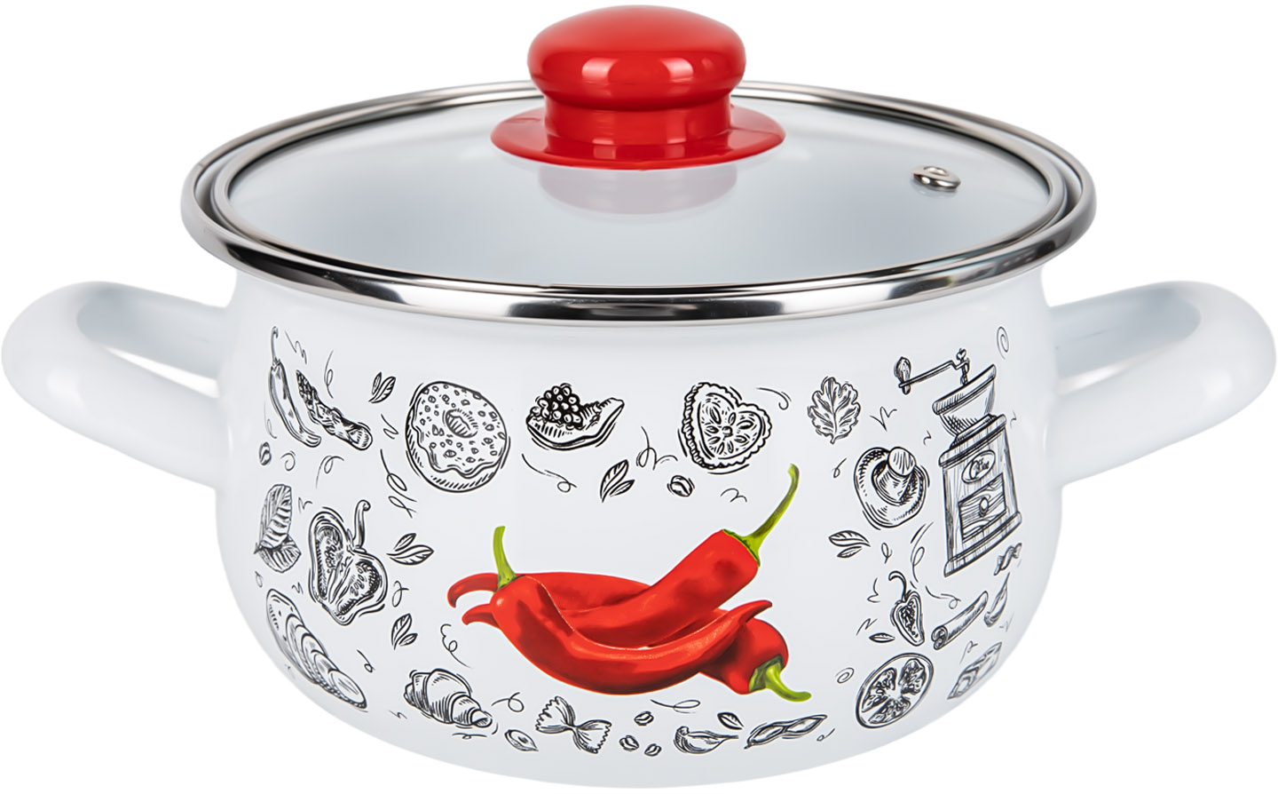 Кастрюля Gusto GT-T-118-WR Перчинка белая 18 см 3.1 л
