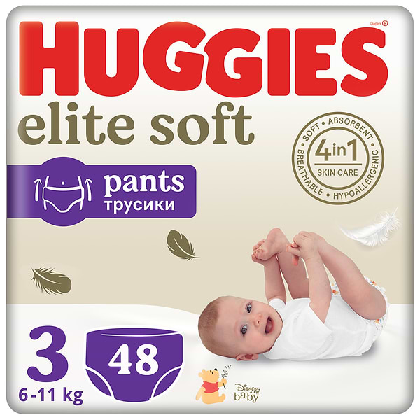 Фото - Одноразові підгузки-трусики Huggies Elite Soft Pants Розмір 3 (6-11кг), 48 шт. (5029053549293)