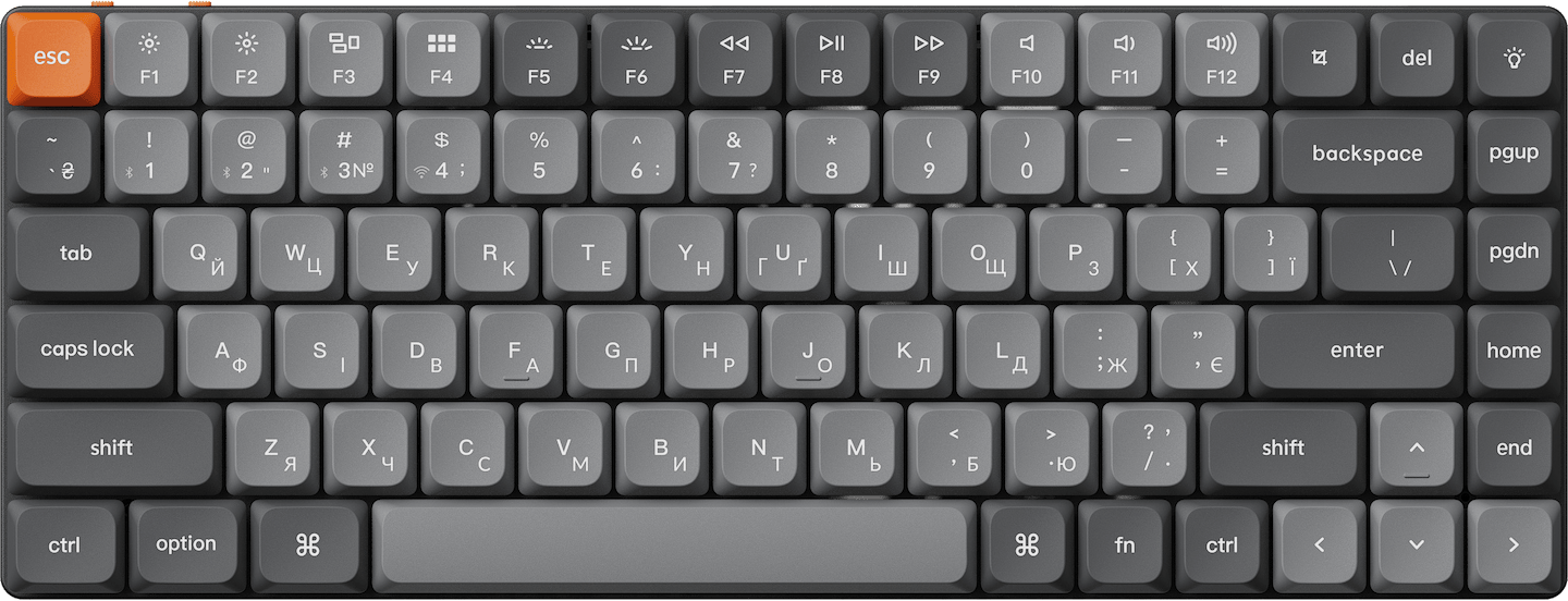 Клавиатура беспроводная Keychron K3 Max 84Key, Gateron MX 2.0 Brown, WL/BT/USB-A, QMK, Hot-swap, EN/UKR, RGB, Black (K3M-H3-UA)