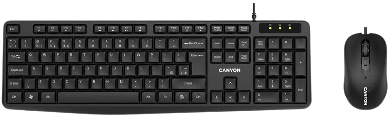 Клавиатура+мышь Canyon SET-1 Water resistant ENG/UKR Black (CNE-CSET1) - Фото 1