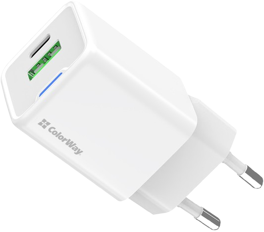 Мережевий зарядний пристрій Colorway GaN Mini 35W PD Port PPS USB White (CW-CHS055PD-WT) - Фото 1