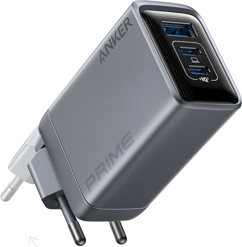 Мережевий зарядний пристрій Anker GaNPrime Charger - 100W, 2xUSB-C PD & 1xUSB-A Foldable Silver (A2688341) - Фото 1