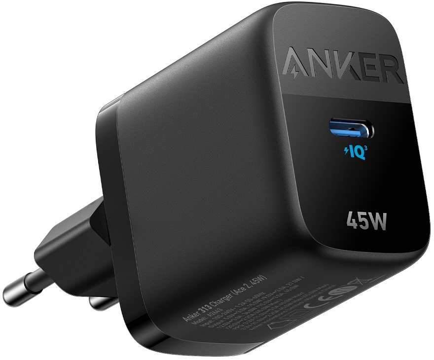 Мережевий зарядний пристрій Anker PowerPort 313 - 45W PD + PPS USB-C Black (A2643G11) - Фото 1