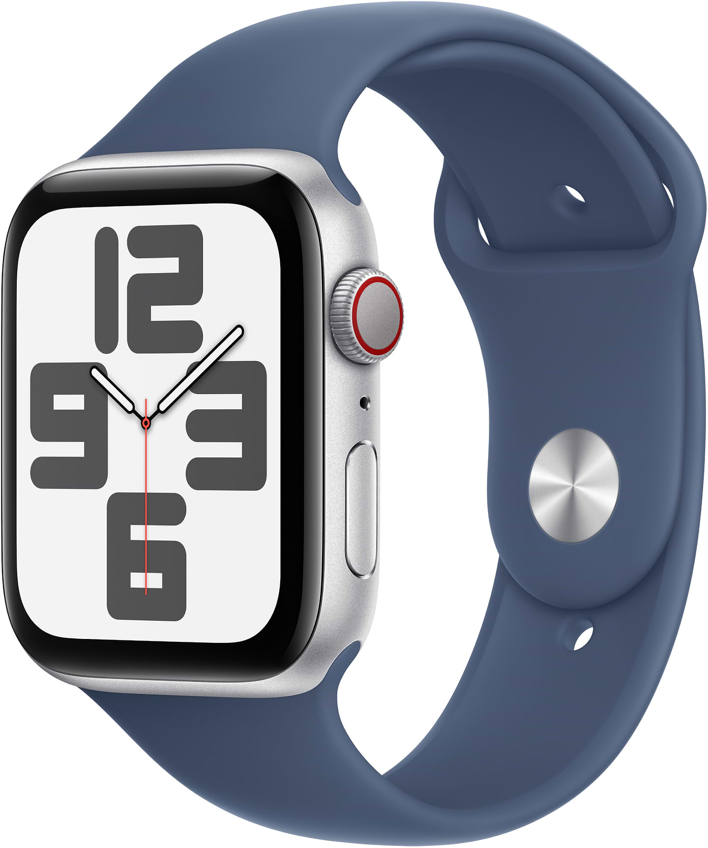 Смарт-часы Apple Watch SE GPS + eSIM 44mm Silver Aluminium Case with Denim Sport Band - S/M - Фото 1