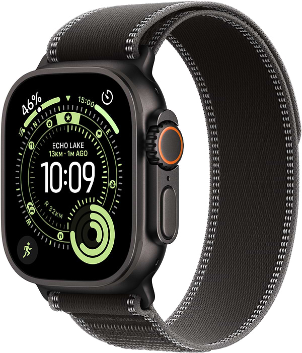Фото - Смарт-годинник Apple Watch Ultra 3 GPS + eSIM 49mm Black Titanium Case with Black/Charcoal Trail Loop - M/L