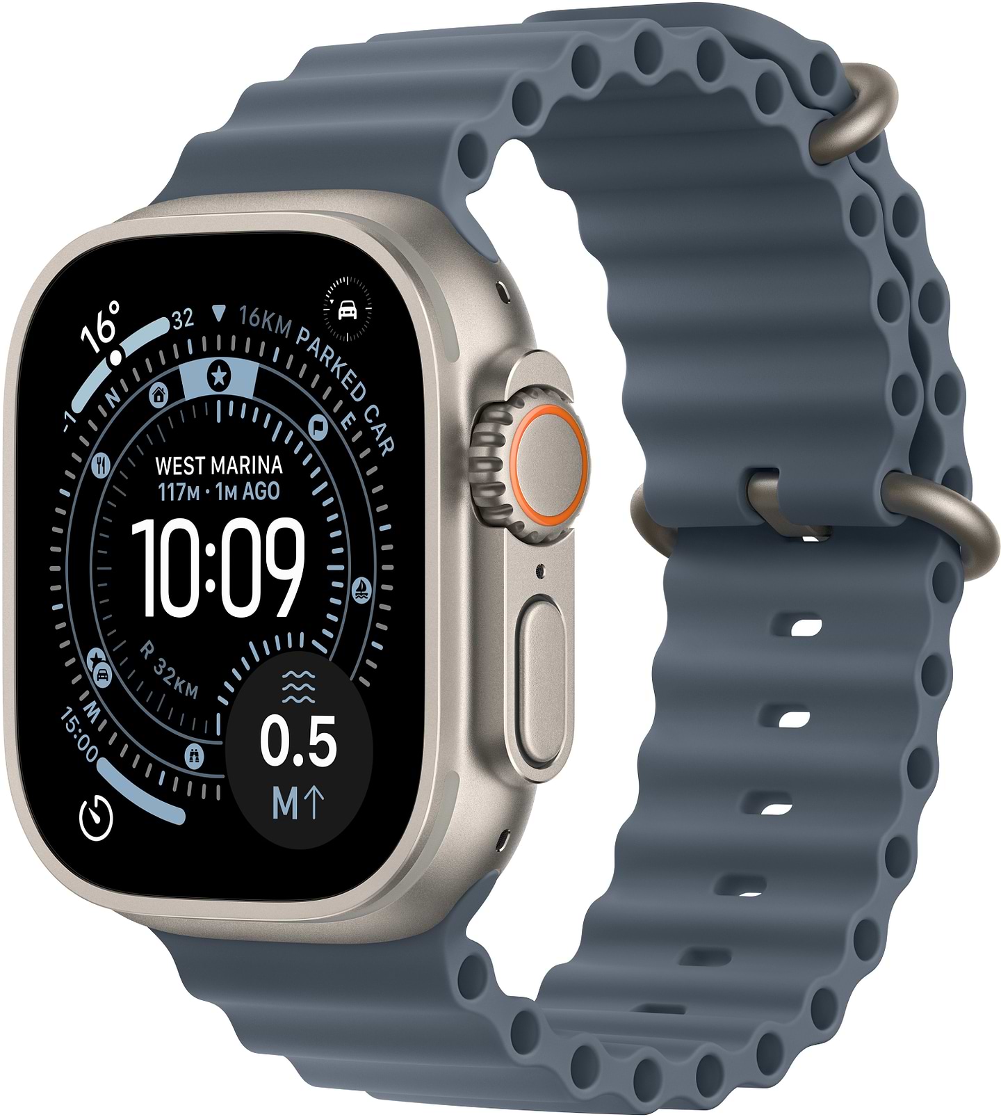 Смарт-годинник Apple Watch Ultra 3 GPS + eSIM 49mm Natural Titanium Case with Anchor Blue Ocean Band - Фото 1