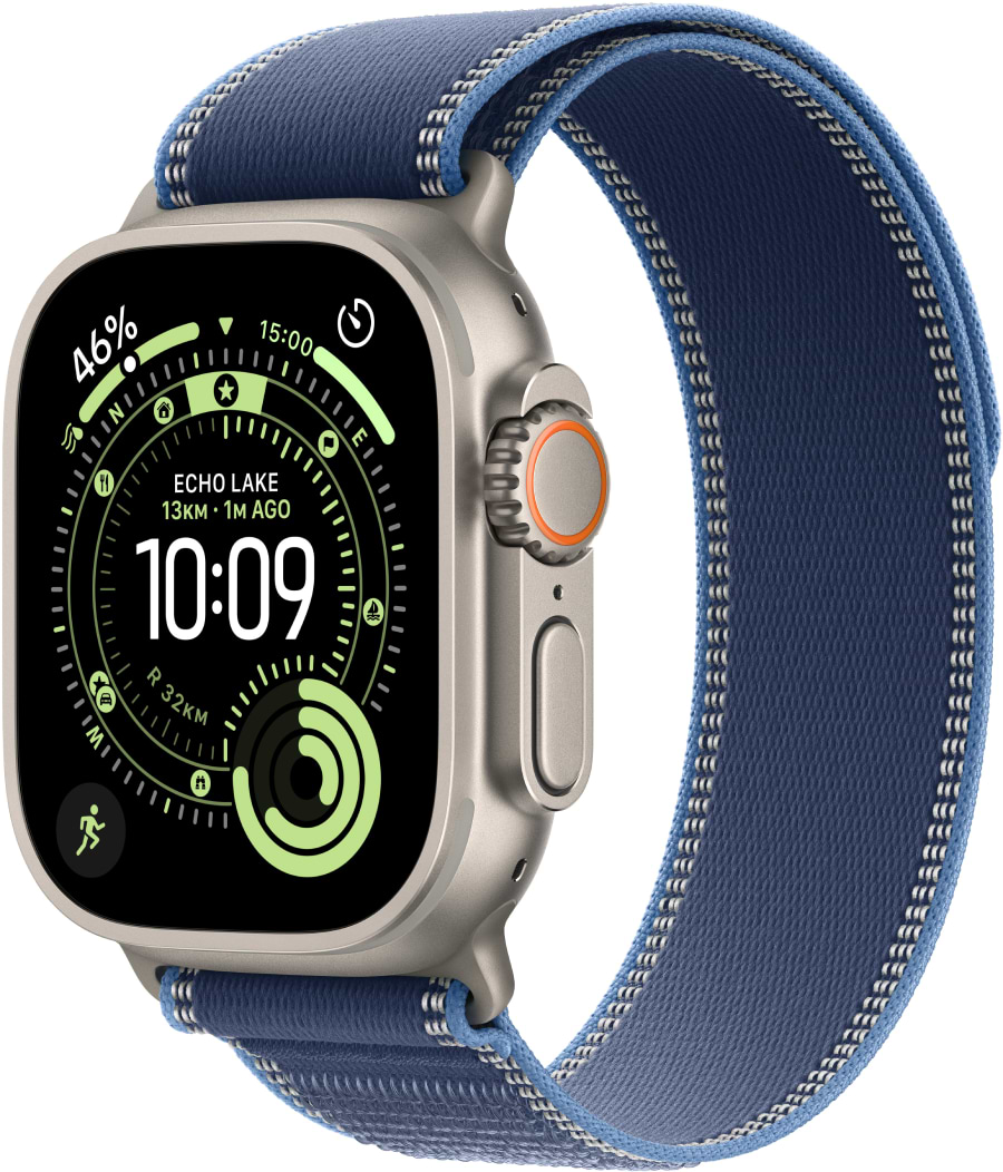 Смарт-часы Apple Watch Ultra 3 GPS + eSIM 49mm Natural Titanium Case with Blue/Bright Blue Trail Loop - S/M - Фото 1