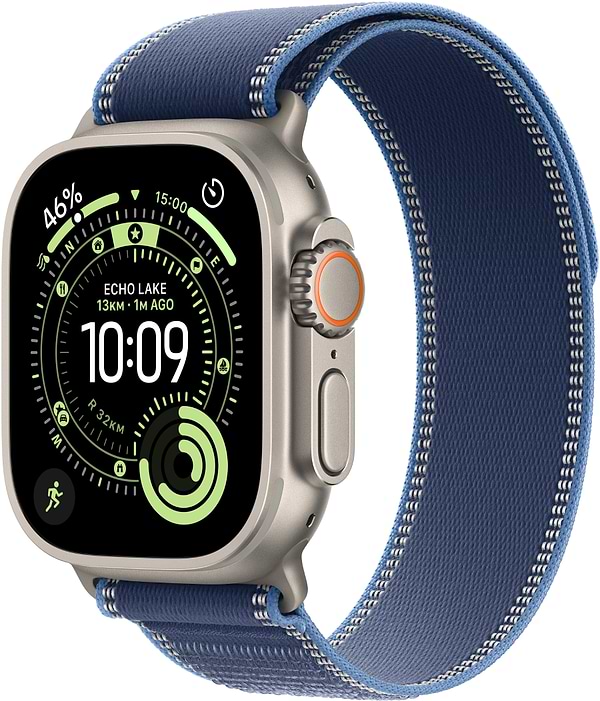 Фото - Смарт-часы Apple Watch Ultra 3 GPS + eSIM 49mm Natural Titanium Case with Blue/Bright Blue Trail Loop - S/M