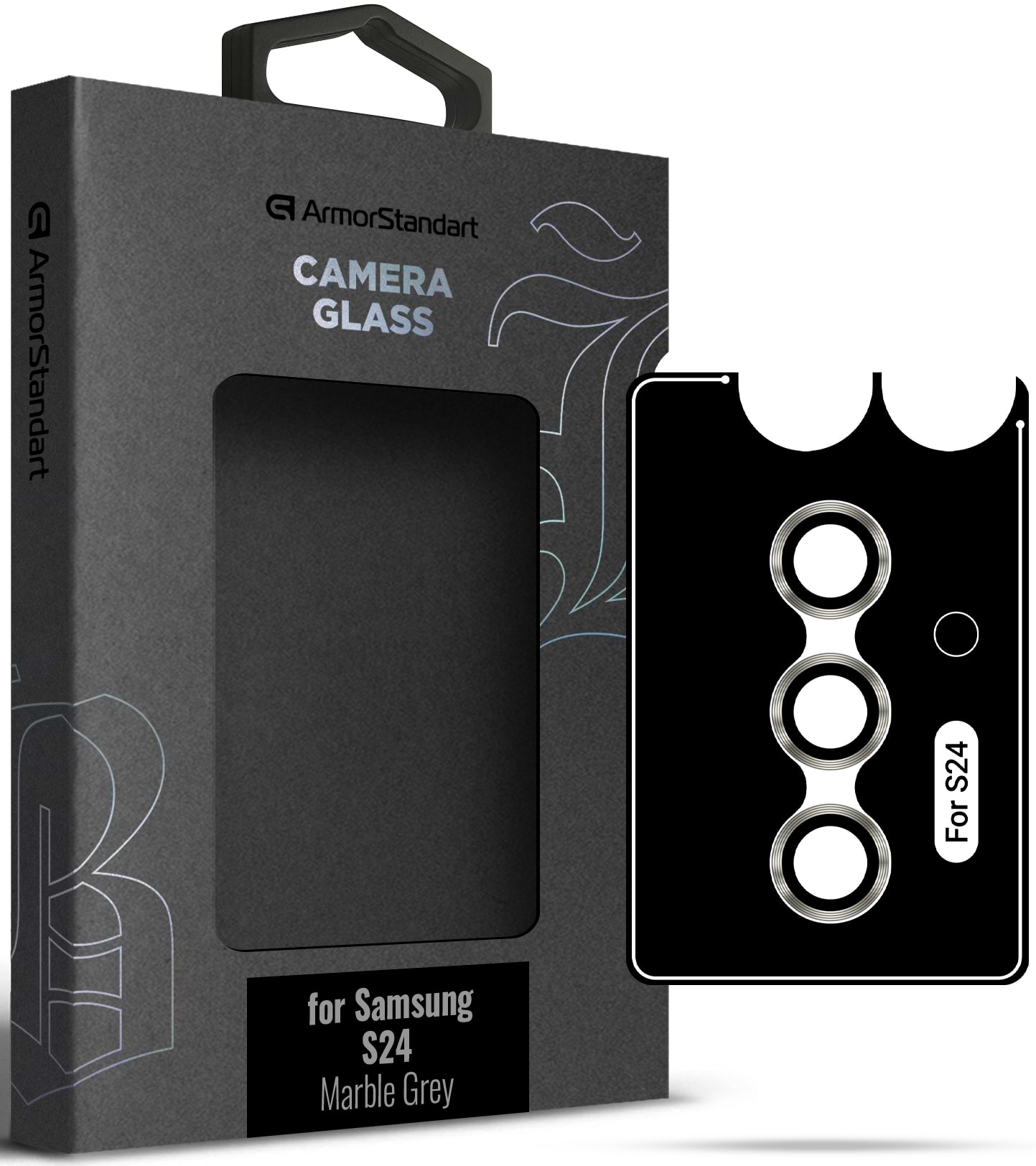 Защитное стекло для смартфона Armorstandart для камеры Supreme Black Icon for Samsung S24 Marble Grey (ARM76606)