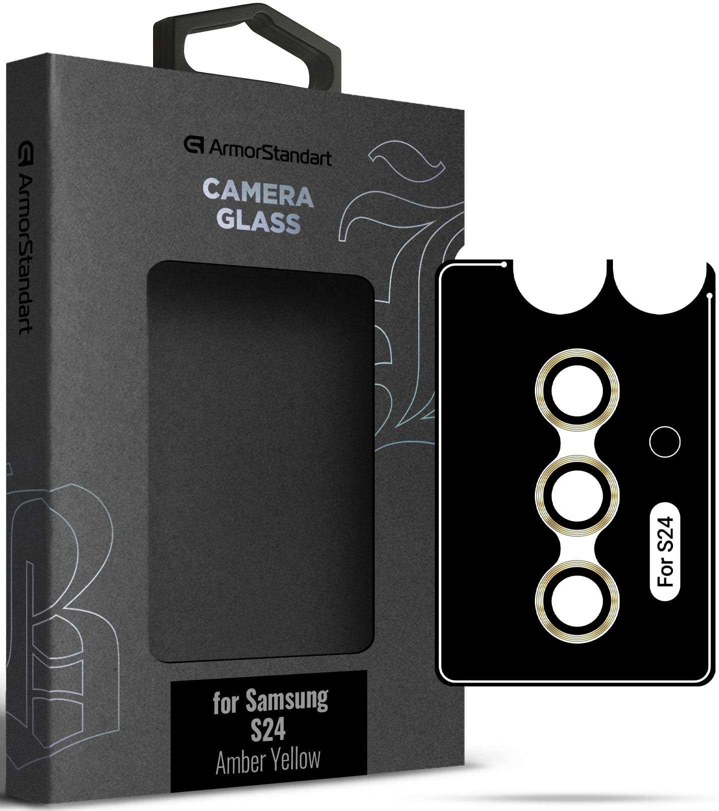 Защитное стекло для смартфона Armorstandart для камеры Supreme Black Icon for Samsung S24 Amber Yellow (ARM76609)