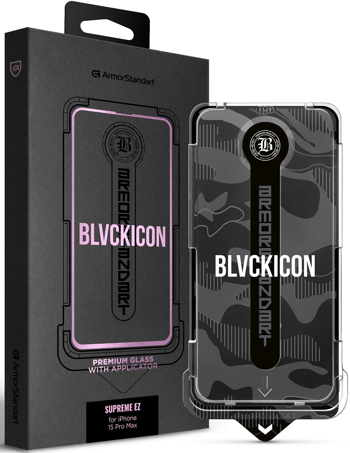 Захисне скло для смартфону Armorstandart Black Icon Supreme EZ for iPhone 15 Pro Max (ARM79263) - Фото 1