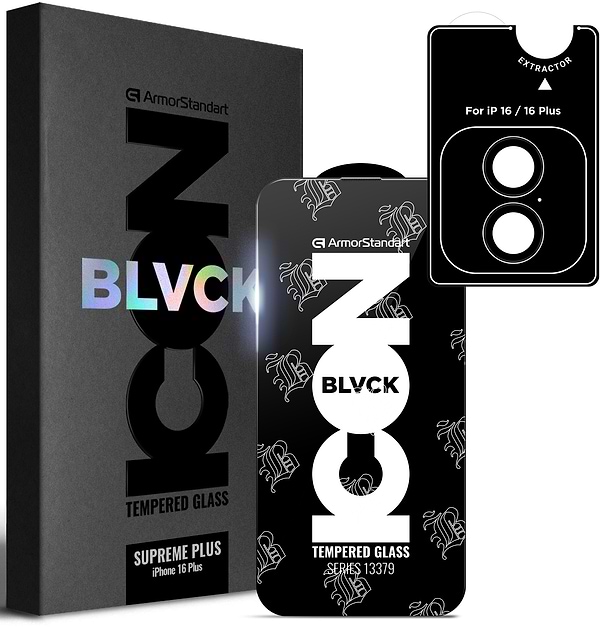 Фото - Защитное стекло для смартфона Armorstandart Supreme Plus Black Icon for Apple iPhone 16 Plus (ARM81396)