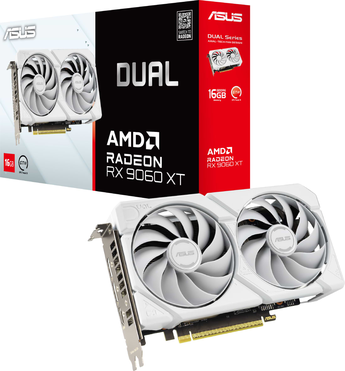 Купить Видеокарта Asus NVIDIA DUAL-RX9060XT-16G-WHITE - Фото 1 Видеокарта Asus NVIDIA DUAL-RX9060XT-16G-WHITE - Фото 1