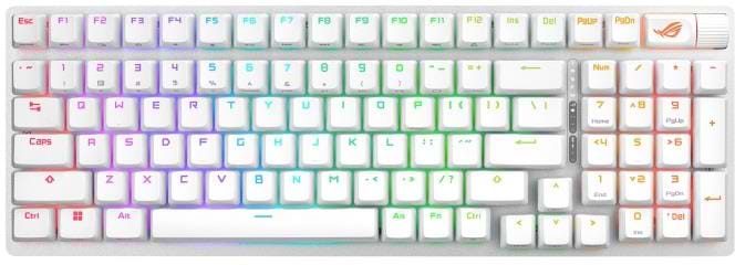 Клавиатура беспроводная игровая Asus ROG Strix Scope II NX Snow USB-A/WL/BT EN RGB White (90MP037A-BKUA30) - Фото 1