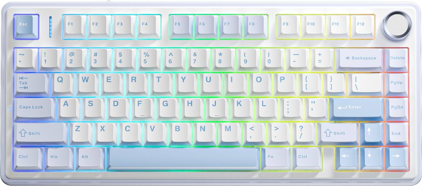 Клавиатура беспроводная игровая Aula F75 Gasket Greywood V3 switch Hot-Swap, PBT Blue (6948391208633) - Фото 1