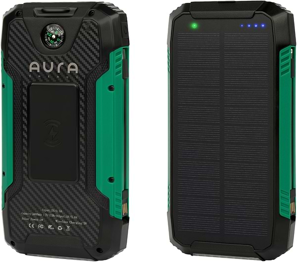 Фото - Батарея мобільна Aura NRG-30SE ARM SOLAR 30000 mAh Wireless charging Green (PBANRG30SEG)