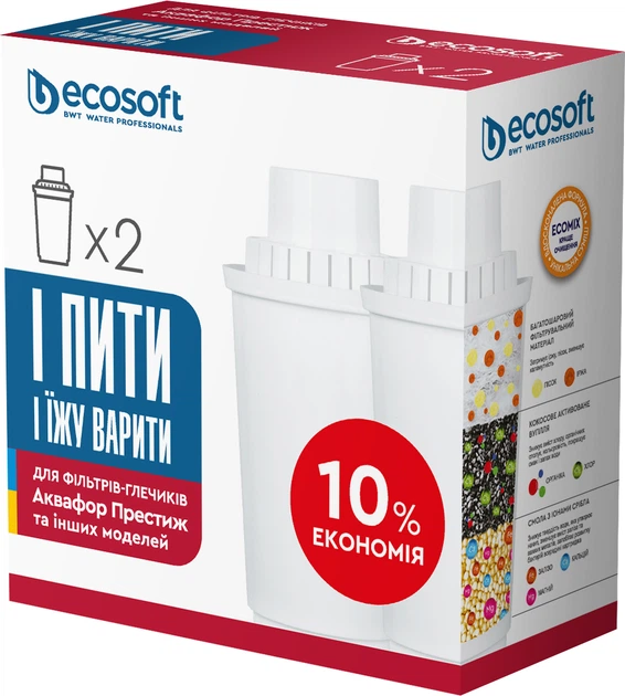 Картридж для фільтру-глечика Ecosoft до глечиків Аквафор 2 шт