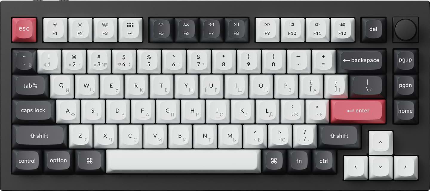 Клавіатура бездротова Keychron Q1 HE Magnetic Switch Black RGB (Q1H-M1-UA)