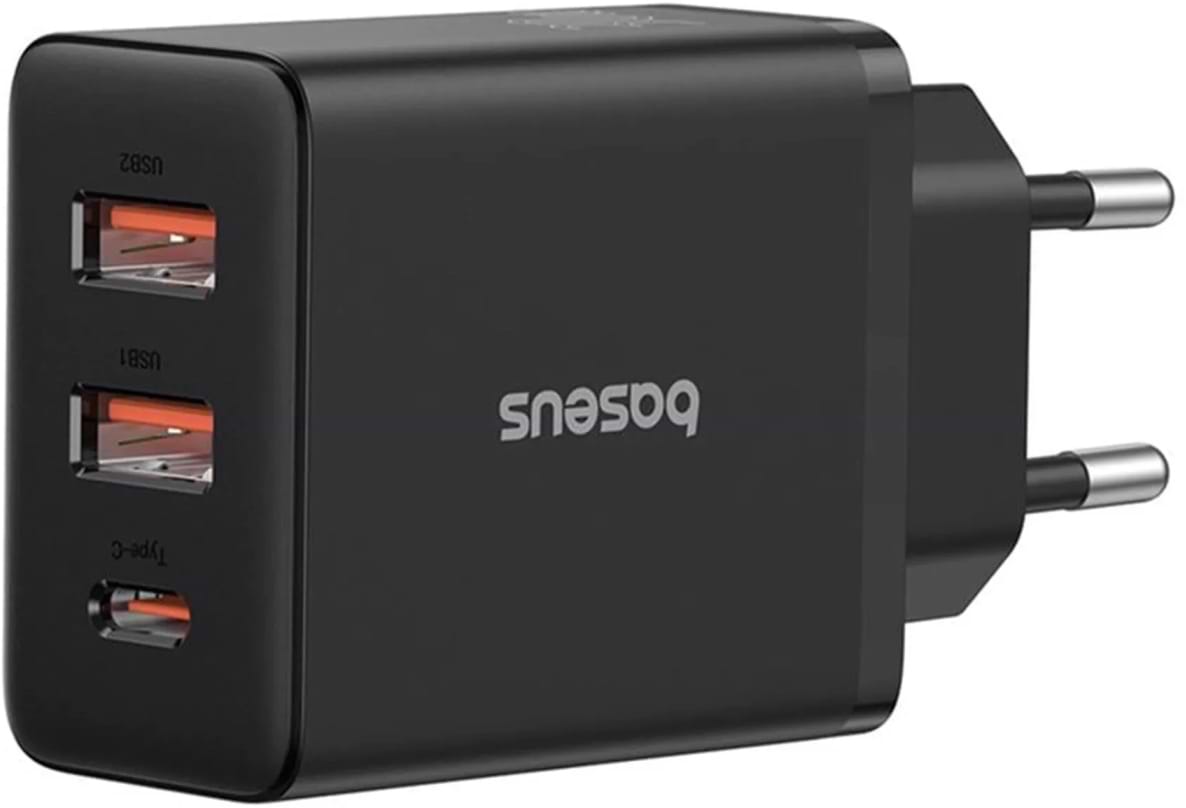 Мережевий зарядний пристрій Baseus Cube Fast Charger 2U+C 30W EU Cluster Black (P10111402113-00) - Фото 1