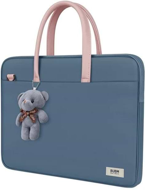 Сумка для ноутбука BOONA BUBM с подвеской в ​​виде медведя голубая 14''